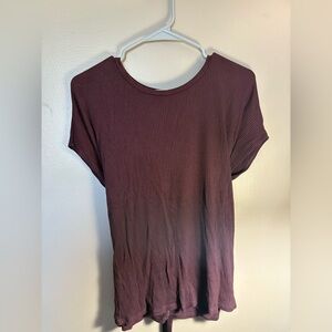 Express Burgundy Short Sleeve Ribbed Top